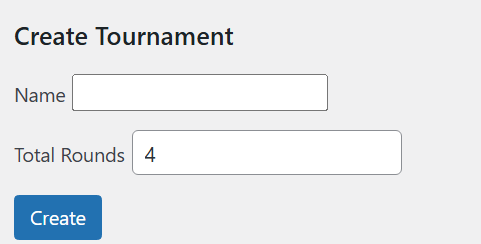Swiss Tourney - Create Tournament