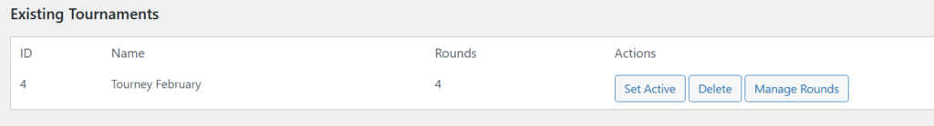 Swiss Tourney - Existing Tournaments